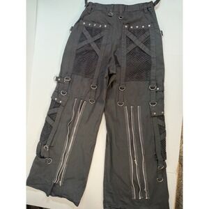 Tripp NYC Pants Small Black Goth Cyber Rave Strap Bondage Wide Leg